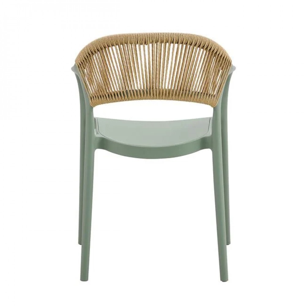 Πολυθρόνα "DONNA" από pp/σχοινί σε χρώμα πράσινο/φυσικό 56x54x81