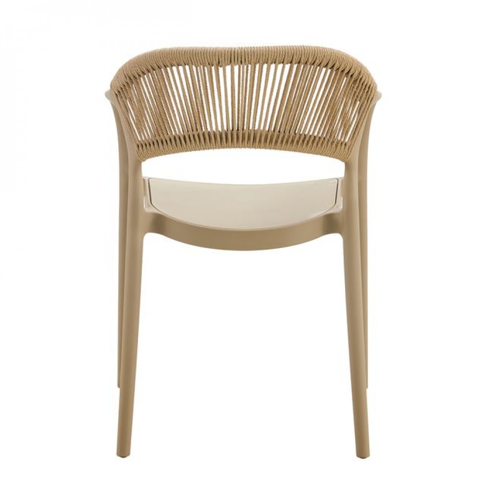 Πολυθρόνα "DONNA" από pp/σχοινί σε χρώμα καπουτσίνο/φυσικό 56x54x81