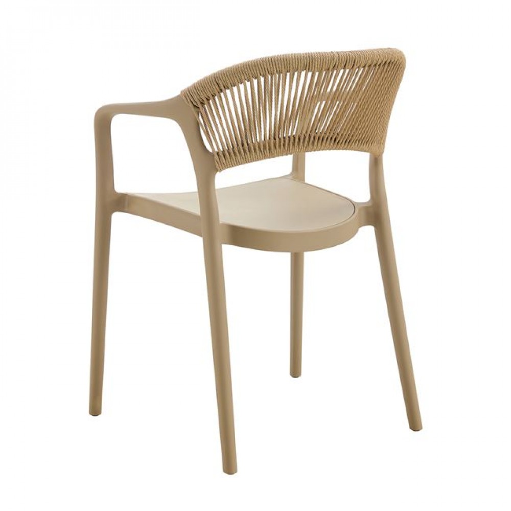 Πολυθρόνα "DONNA" από pp/σχοινί σε χρώμα καπουτσίνο/φυσικό 56x54x81