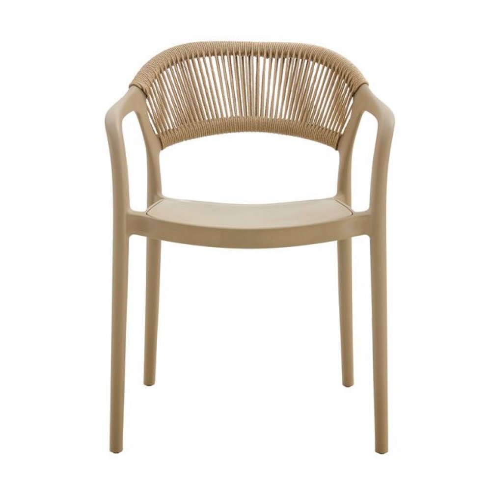 Πολυθρόνα "DONNA" από pp/σχοινί σε χρώμα καπουτσίνο/φυσικό 56x54x81