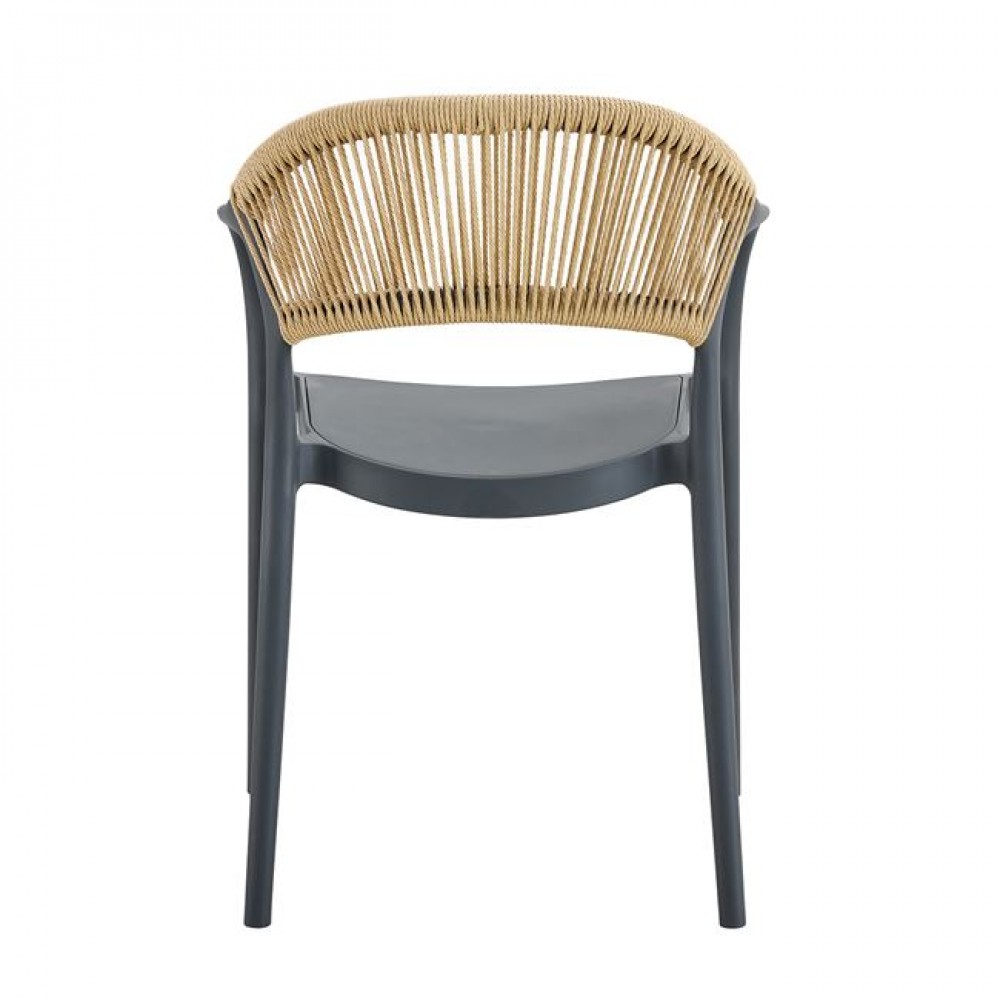 Πολυθρόνα "DONNA" από pp/σχοινί σε χρώμα ανθρακί/φυσικό 56x54x81