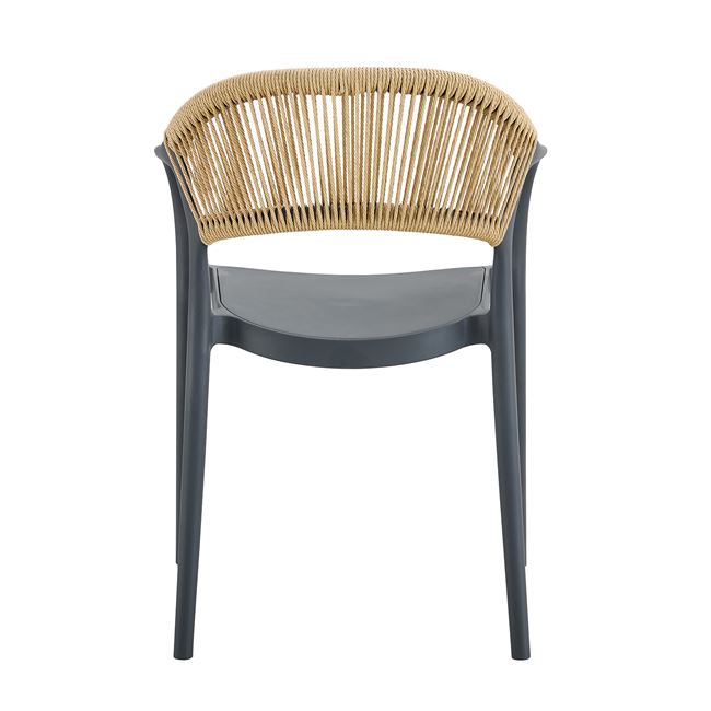 Πολυθρόνα "DONNA" από pp/σχοινί σε χρώμα ανθρακί/φυσικό 56x54x81