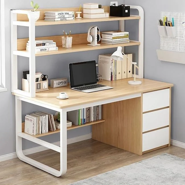 Γραφείο από μέταλλο σε χρώμα λευκό/φυσικό 120x50x74/147