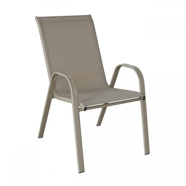 Πολυθρόνα κήπου "RIO" στοιβαζόμενη από μέταλλο/textilene σε χρώμα μπεζ 55x74x91