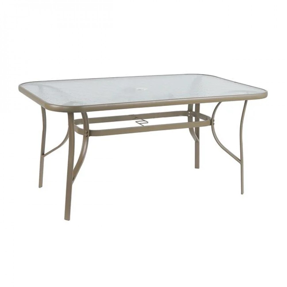 Τραπέζι "RIO" από μέταλλο/γυαλί σε μπεζ χρώμα 150x90x71