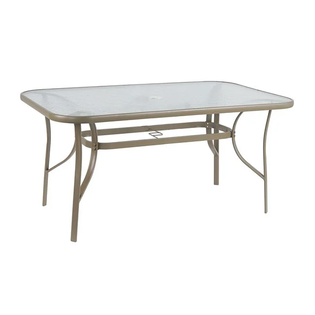 Τραπέζι "RIO" από μέταλλο/γυαλί σε μπεζ χρώμα 150x90x71
