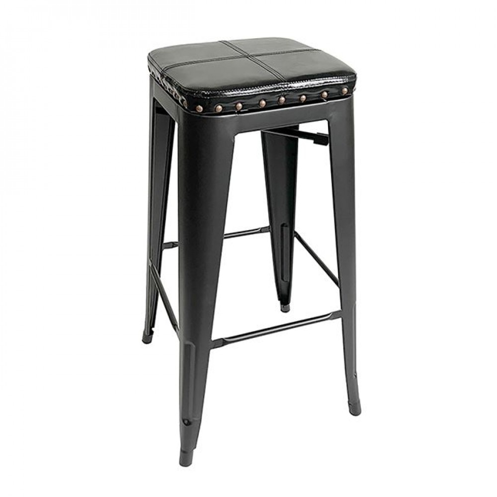 Σκαμπό μπαρ "RELIX" στοιβαζόμενο από μέταλλο/pu σε χρώμα μαύρο 42x42x76