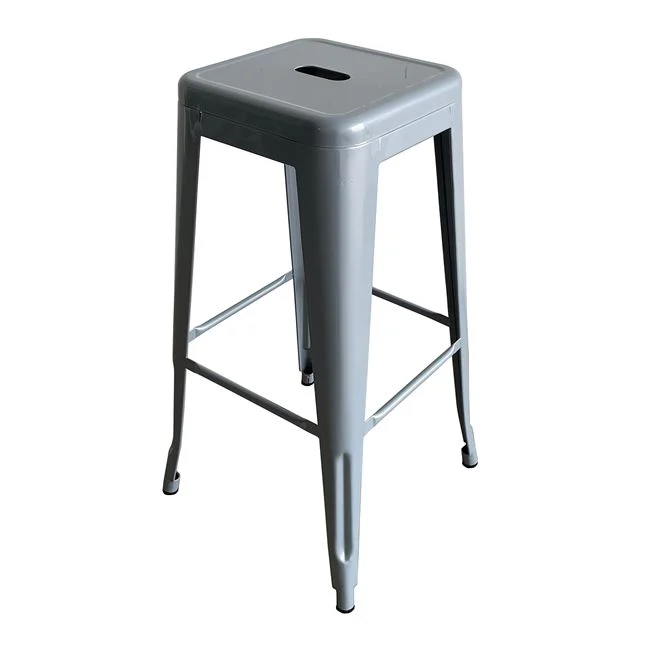 Σκαμπό μπαρ "RELIX" στοιβαζόμενο από μέταλλο σε χρώμα γκρι 42x42x76