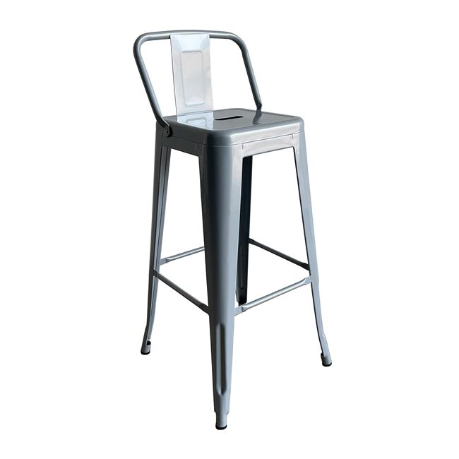 Σκαμπό μπαρ "RELIX" με πλάτη από μέταλλο σε χρώμα γκρι 44x44x76/97