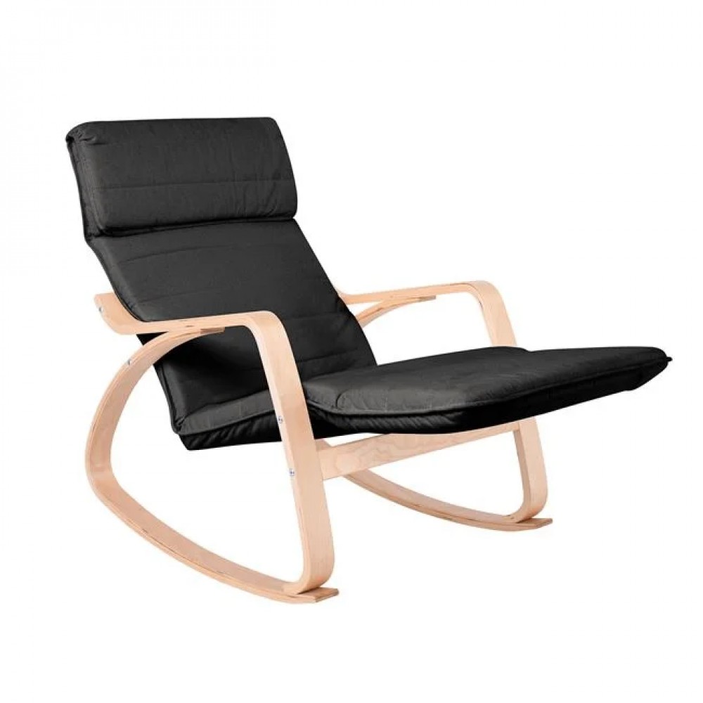 Πολυθρόνα "HAMILTON" super relax από ξύλο σημύδας/ύφασμα σε χρώμα φυσικό/μαύρο 67x105x90