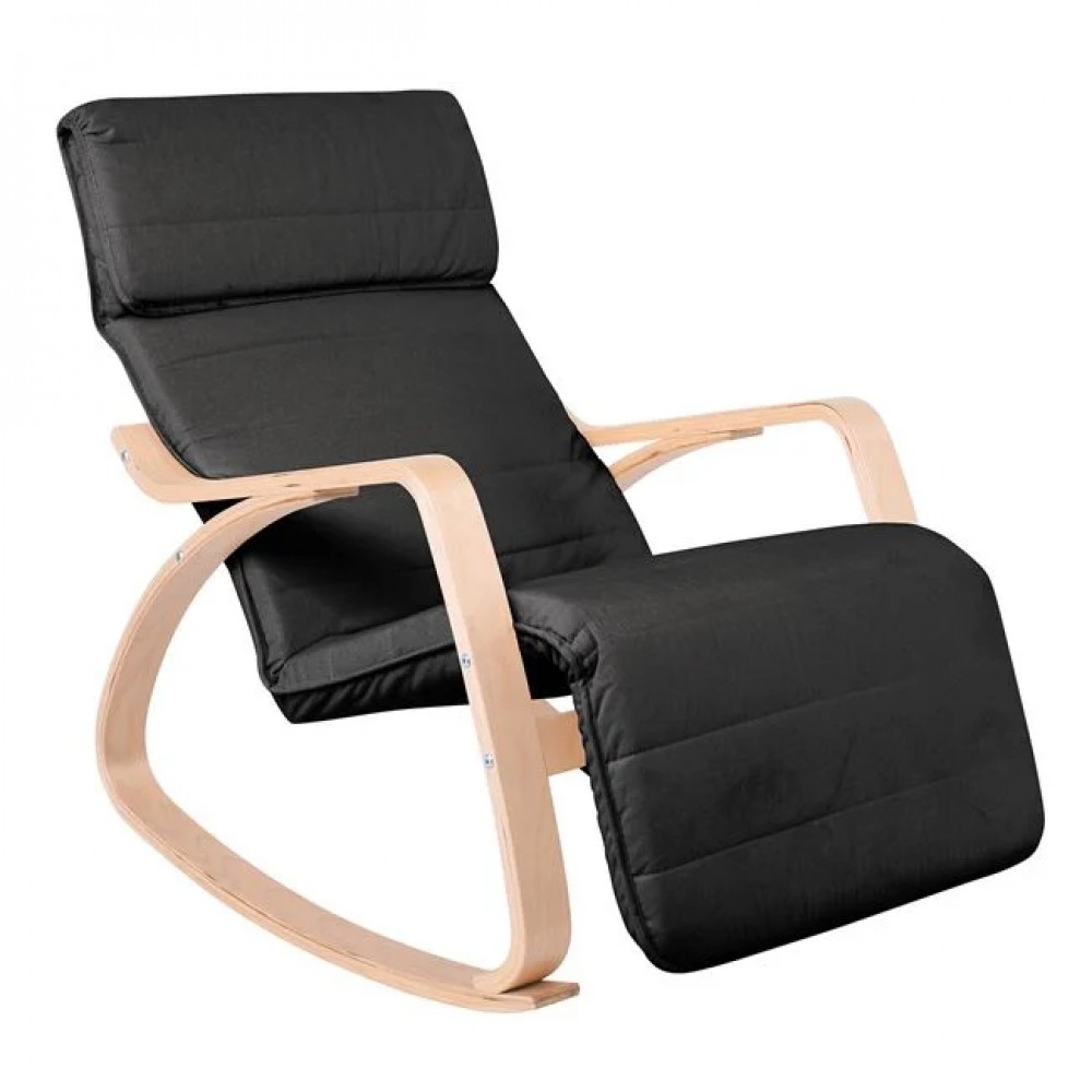 Πολυθρόνα "HAMILTON" super relax από ξύλο σημύδας/ύφασμα σε χρώμα φυσικό/μαύρο 67x105x90