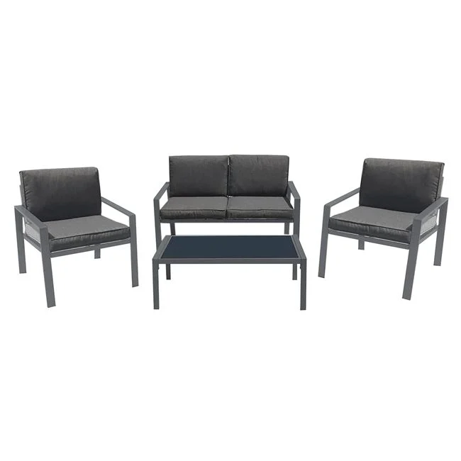 Σετ κήπου "RIVIAN" 4τμχ από μέταλλο/ύφασμα σε χρώμα ανθρακί 120x79x73