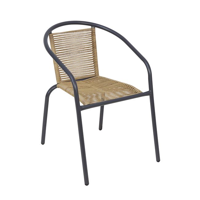 Πολυθρόνα "ΜΙΚΑ" στοιβαζόμενη από μέταλλο/rattan σε χρώμα ανθρακί/φυσικό 54x69x73