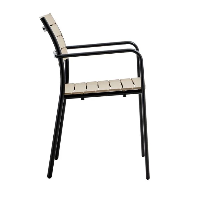 Πολυθρόνα "SAGA" στοιβαζόμενη από μέταλλο/pp σε χρώμα μαύρο/tortora 57x46x83