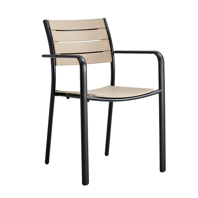 Πολυθρόνα "SAGA" στοιβαζόμενη από μέταλλο/pp σε χρώμα μαύρο/tortora 57x46x83