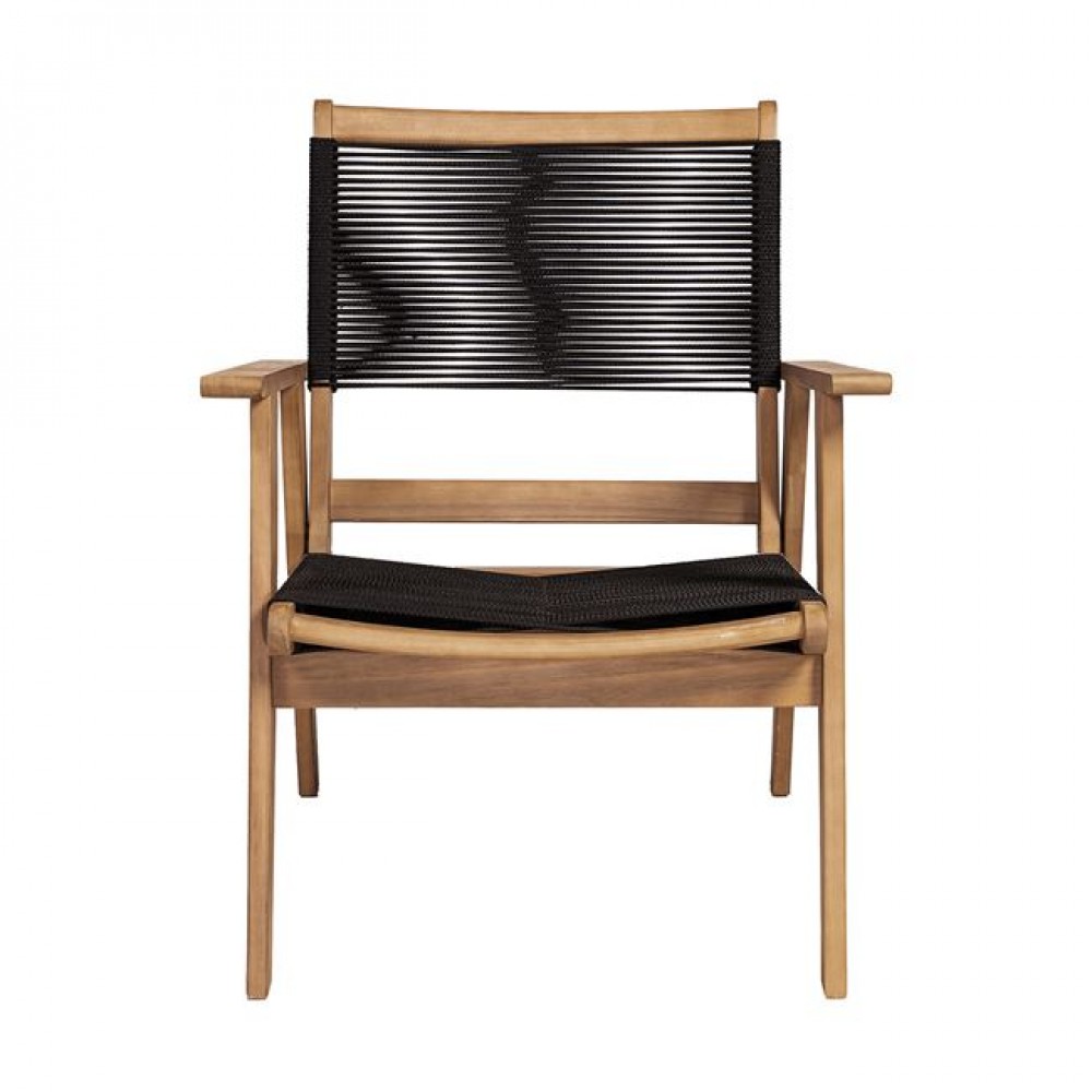 Πολυθρόνα καθιστικού "COFFEE" από ξύλο/rope wicker σε χρώμα φυσικό/μαύρο 66x71x84