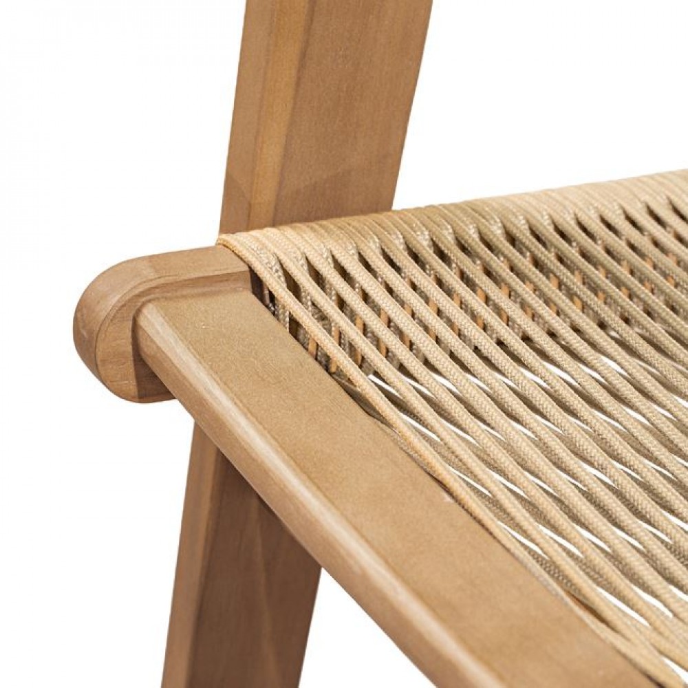 Καναπές καθιστικού διθέσιος "COFFEE" από ξύλο/rope wicker σε χρώμα φυσικό/μπεζ 129x71x84