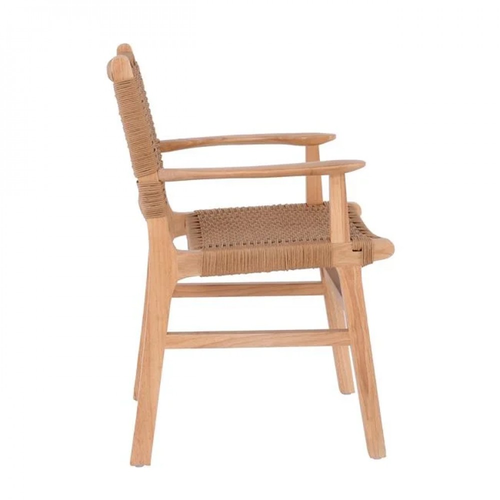 Πολυθρόνα τραπεζαρίας "COMO" από ξύλο/σχοινί σε χρώμα φυσικό 59x63x86
