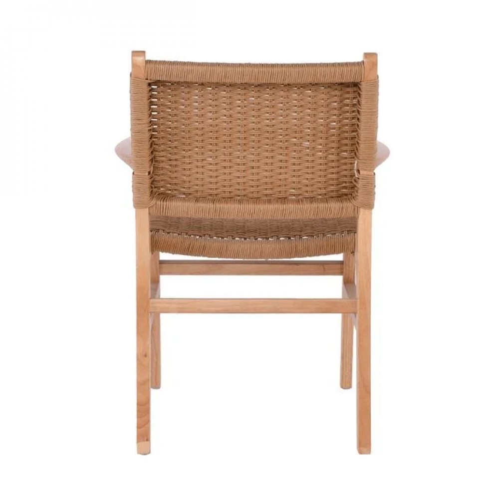 Πολυθρόνα τραπεζαρίας "COMO" από ξύλο/σχοινί σε χρώμα φυσικό 59x63x86