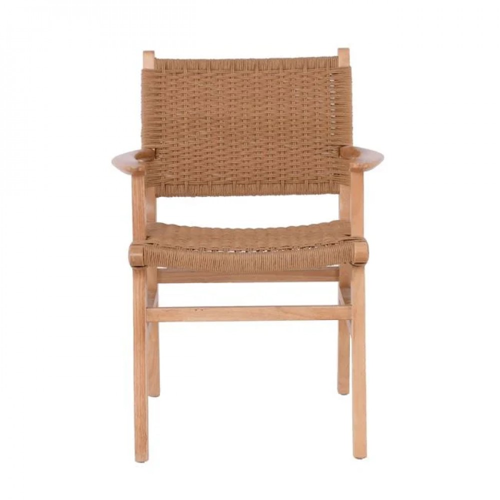 Πολυθρόνα τραπεζαρίας "COMO" από ξύλο/σχοινί σε χρώμα φυσικό 59x63x86