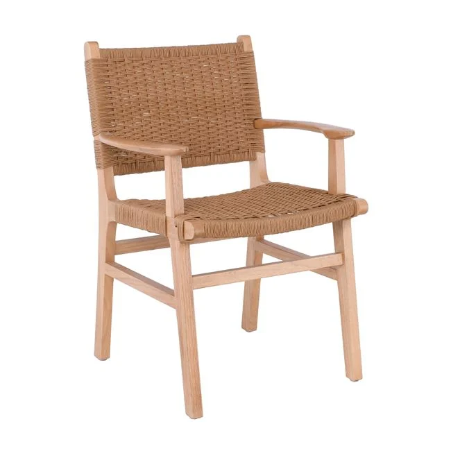 Πολυθρόνα τραπεζαρίας "COMO" από ξύλο/σχοινί σε χρώμα φυσικό 59x63x86