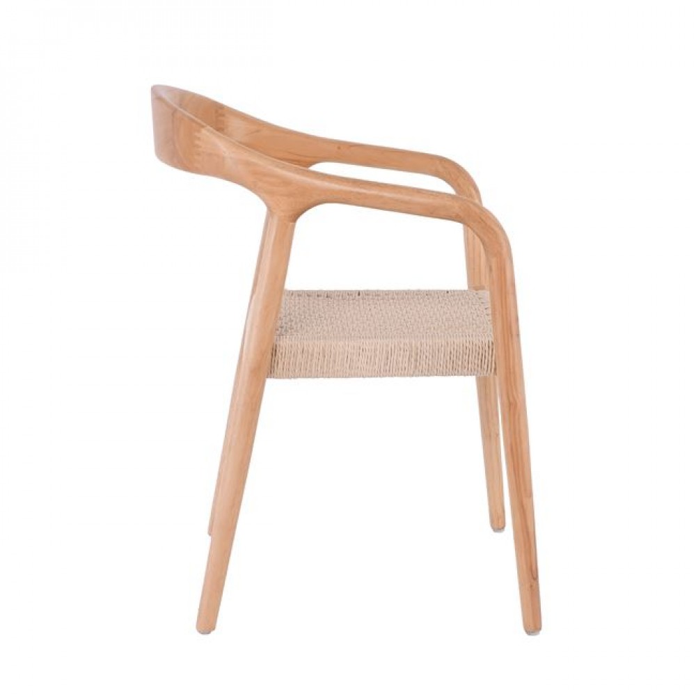 Πολυθρόνα τραπεζαρίας "LEXY" από ξύλο/σχοινί σε χρώμα φυσικό 56x56x78