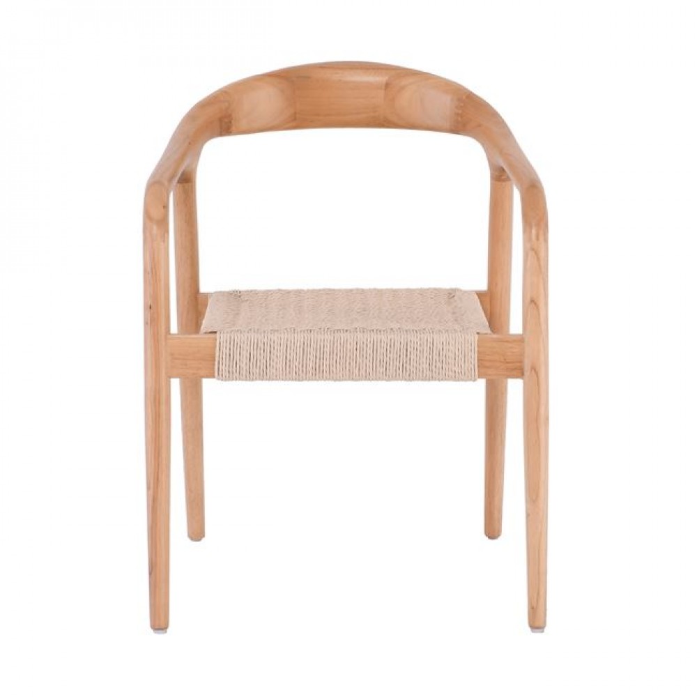 Πολυθρόνα τραπεζαρίας "LEXY" από ξύλο/σχοινί σε χρώμα φυσικό 56x56x78