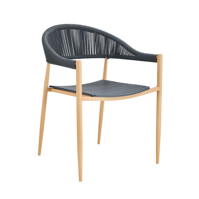 Πολυθρόνα "MALTA" από μέταλλο/pp-uv/wicker σε χρώμα φυσικό/γκρι 57x57x76