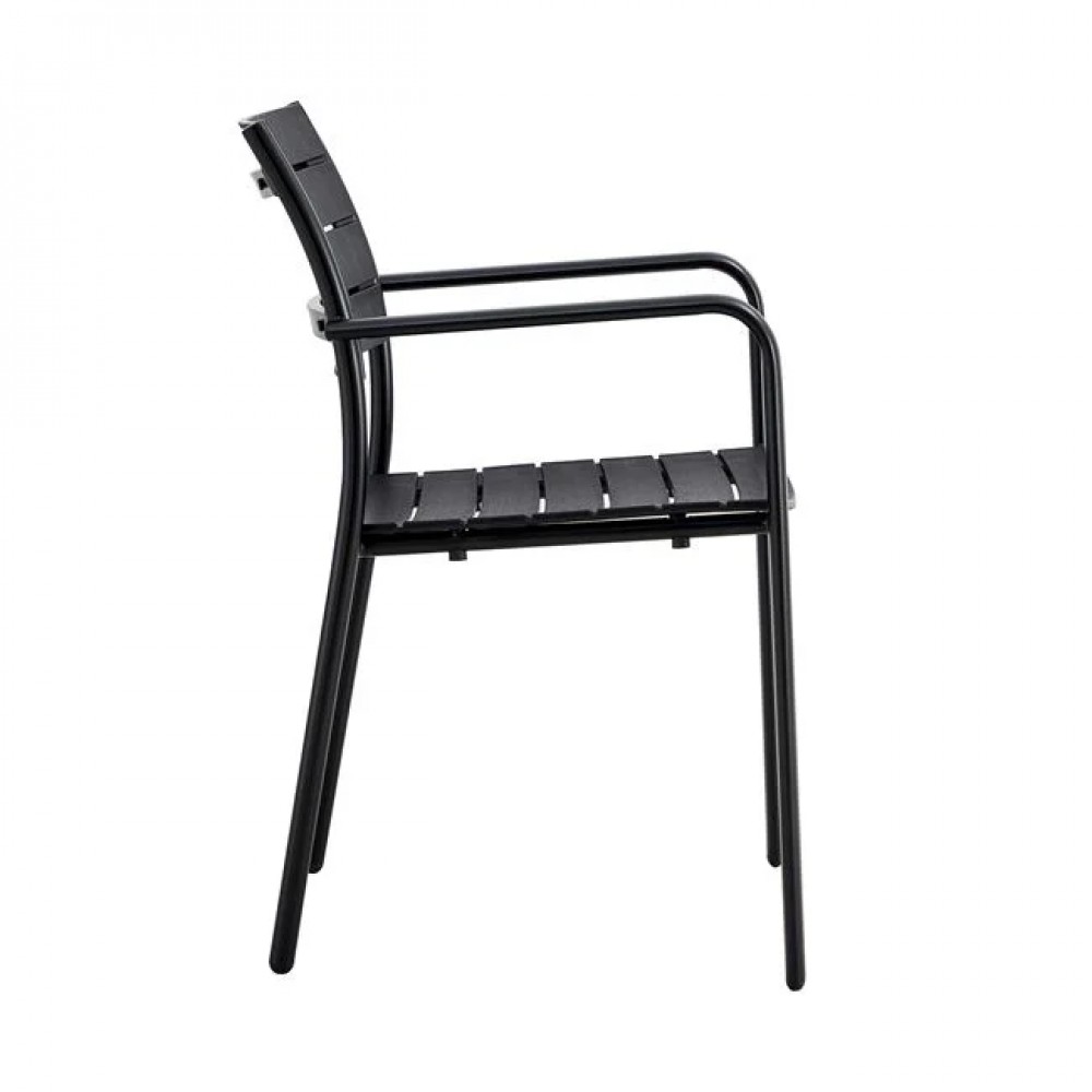Πολυθρόνα "SAGA" στοιβαζόμενη από μέταλλο/pp σε χρώμα μαύρο/ανθρακί 57x46x83