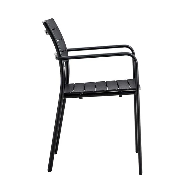 Πολυθρόνα "SAGA" στοιβαζόμενη από μέταλλο/pp σε χρώμα μαύρο/ανθρακί 57x46x83