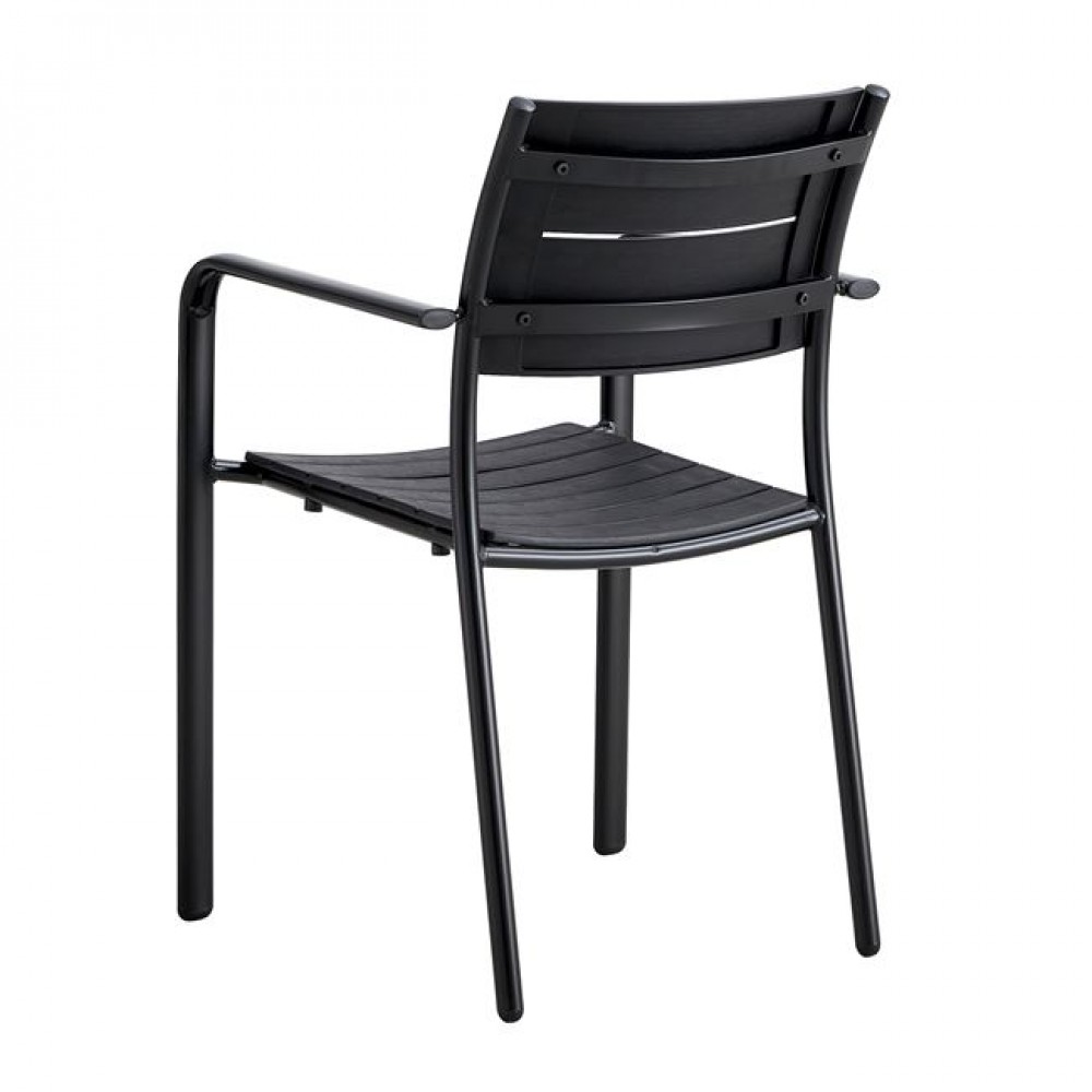 Πολυθρόνα "SAGA" στοιβαζόμενη από μέταλλο/pp σε χρώμα μαύρο/ανθρακί 57x46x83
