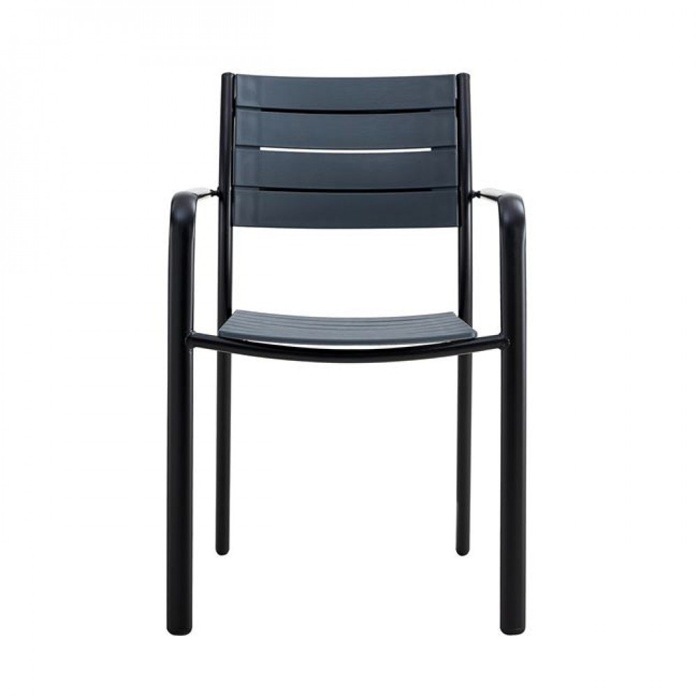 Πολυθρόνα "SAGA" στοιβαζόμενη από μέταλλο/pp σε χρώμα μαύρο/ανθρακί 57x46x83