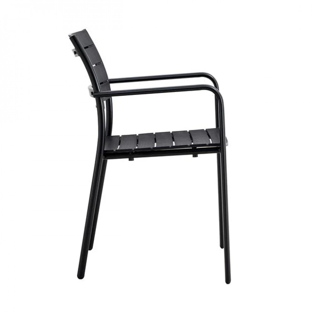 Πολυθρόνα "SAGA" στοιβαζόμενη από μέταλλο/pp σε χρώμα μαύρο 57x46x83