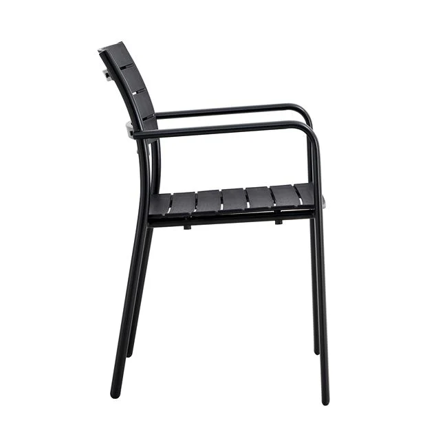 Πολυθρόνα "SAGA" στοιβαζόμενη από μέταλλο/pp σε χρώμα μαύρο 57x46x83
