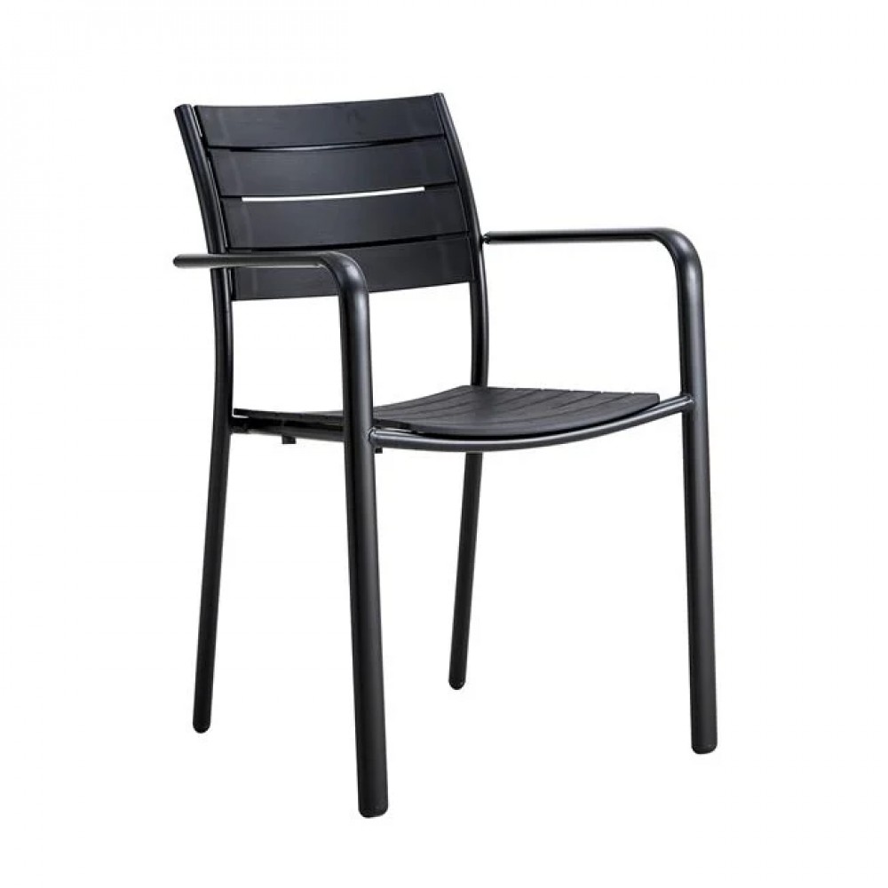 Πολυθρόνα "SAGA" στοιβαζόμενη από μέταλλο/pp σε χρώμα μαύρο 57x46x83