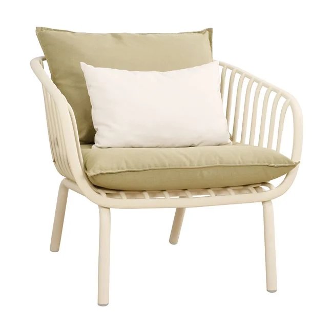 Σετ σαλόνι "ASTRID" 5τμχ από μέταλλο/pp/ύφασμα σε χρώμα κρεμ/ανοιχτό λαδί 123x71x80