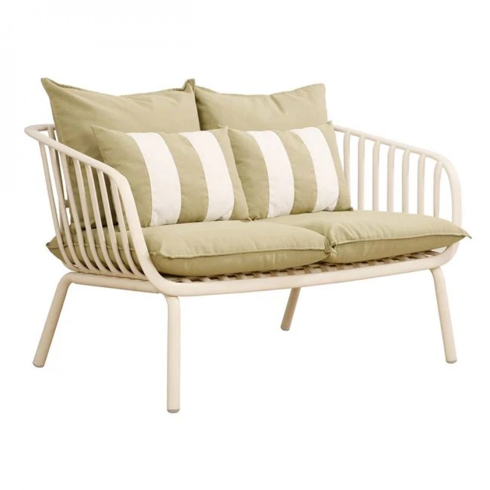 Σετ σαλόνι "ASTRID" 5τμχ από μέταλλο/pp/ύφασμα σε χρώμα κρεμ/ανοιχτό λαδί 123x71x80