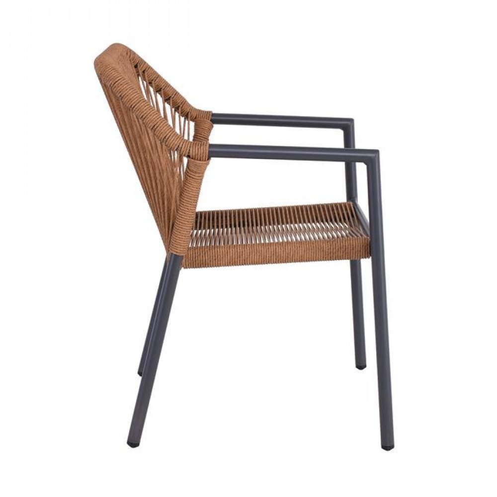 Πολυθρόνα "DINA" στοιβαζόμενη από αλουμίνιο/wicker σε χρώμα ανθρακί/φυσικό 56x60x84