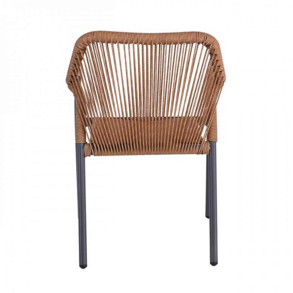 Πολυθρόνα "DINA" στοιβαζόμενη από αλουμίνιο/wicker σε χρώμα ανθρακί/φυσικό 56x60x84