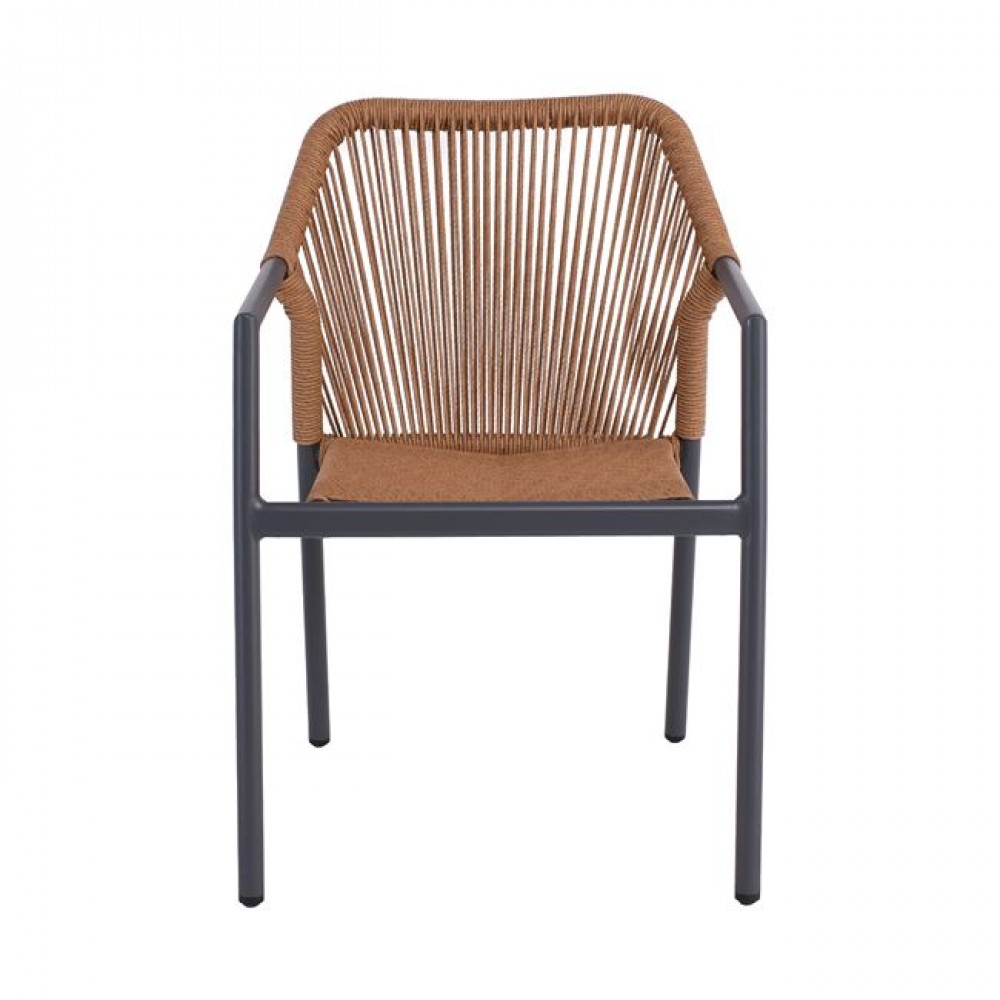 Πολυθρόνα "DINA" στοιβαζόμενη από αλουμίνιο/wicker σε χρώμα ανθρακί/φυσικό 56x60x84