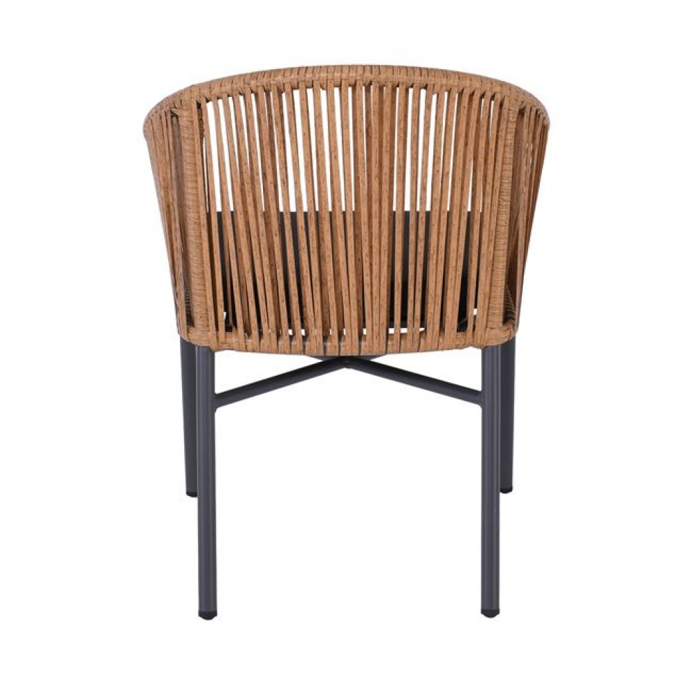 Πολυθρόνα "BRAGA" από αλουμίνιο/wicker σε χρώμα ανθρακί/φυσικό 57x58x77