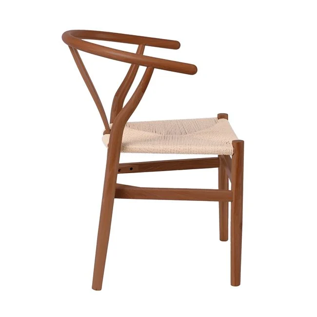 Πολυθρόνα τραπεζαρίας "LIMA" από ξύλο/σχοινί σε χρώμα καρυδί/φυσικό 56x55x76