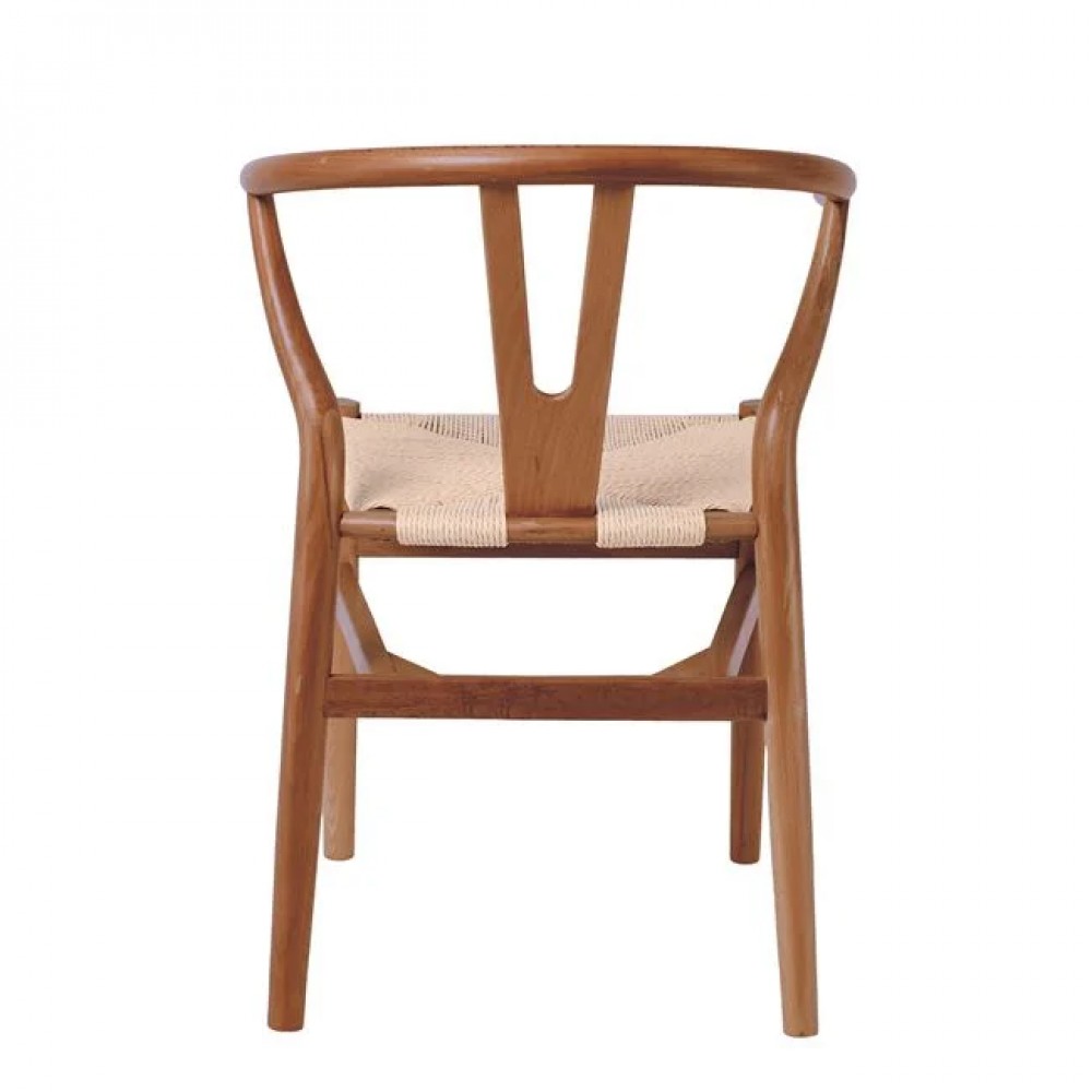 Πολυθρόνα τραπεζαρίας "LIMA" από ξύλο/σχοινί σε χρώμα καρυδί/φυσικό 56x55x76