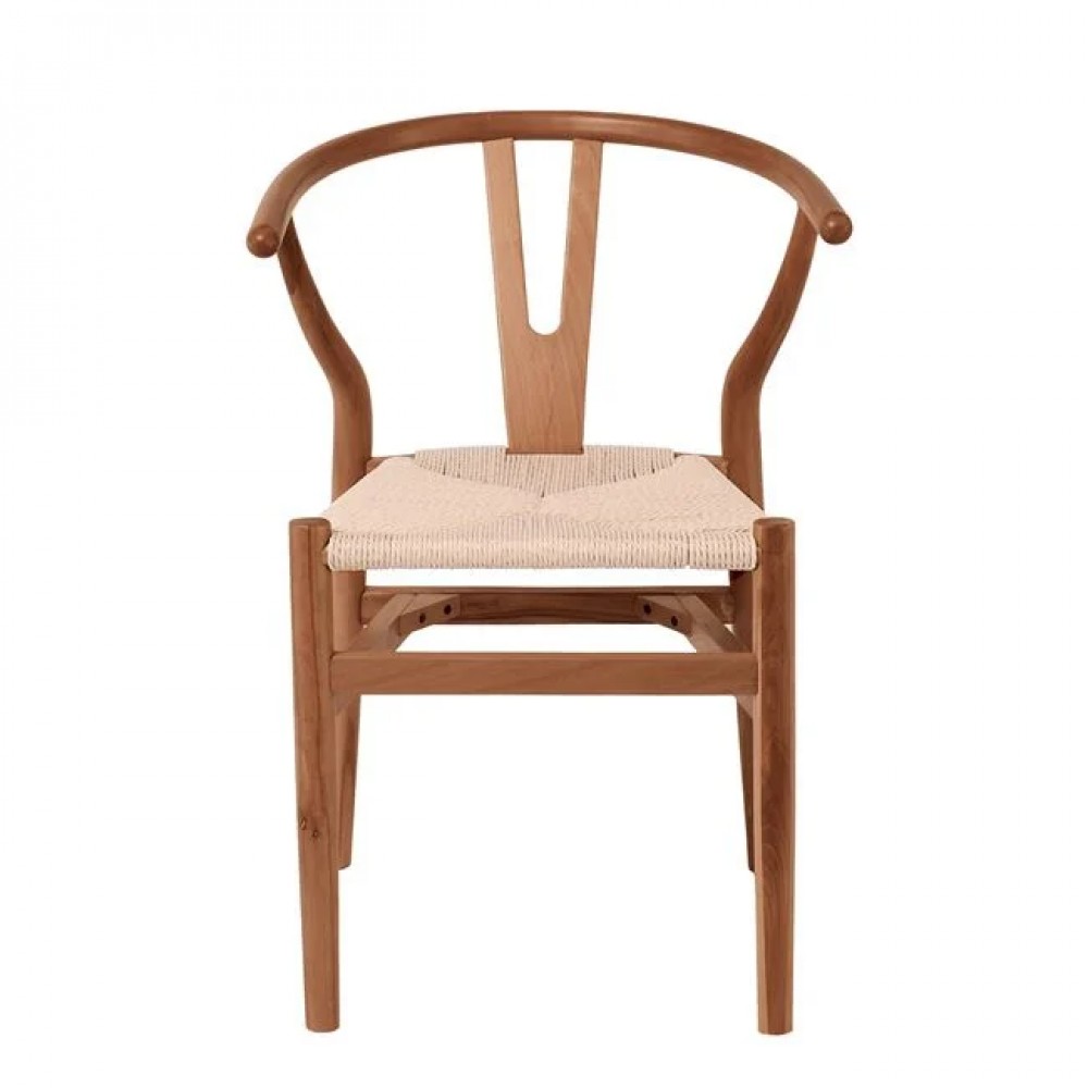 Πολυθρόνα τραπεζαρίας "LIMA" από ξύλο/σχοινί σε χρώμα καρυδί/φυσικό 56x55x76