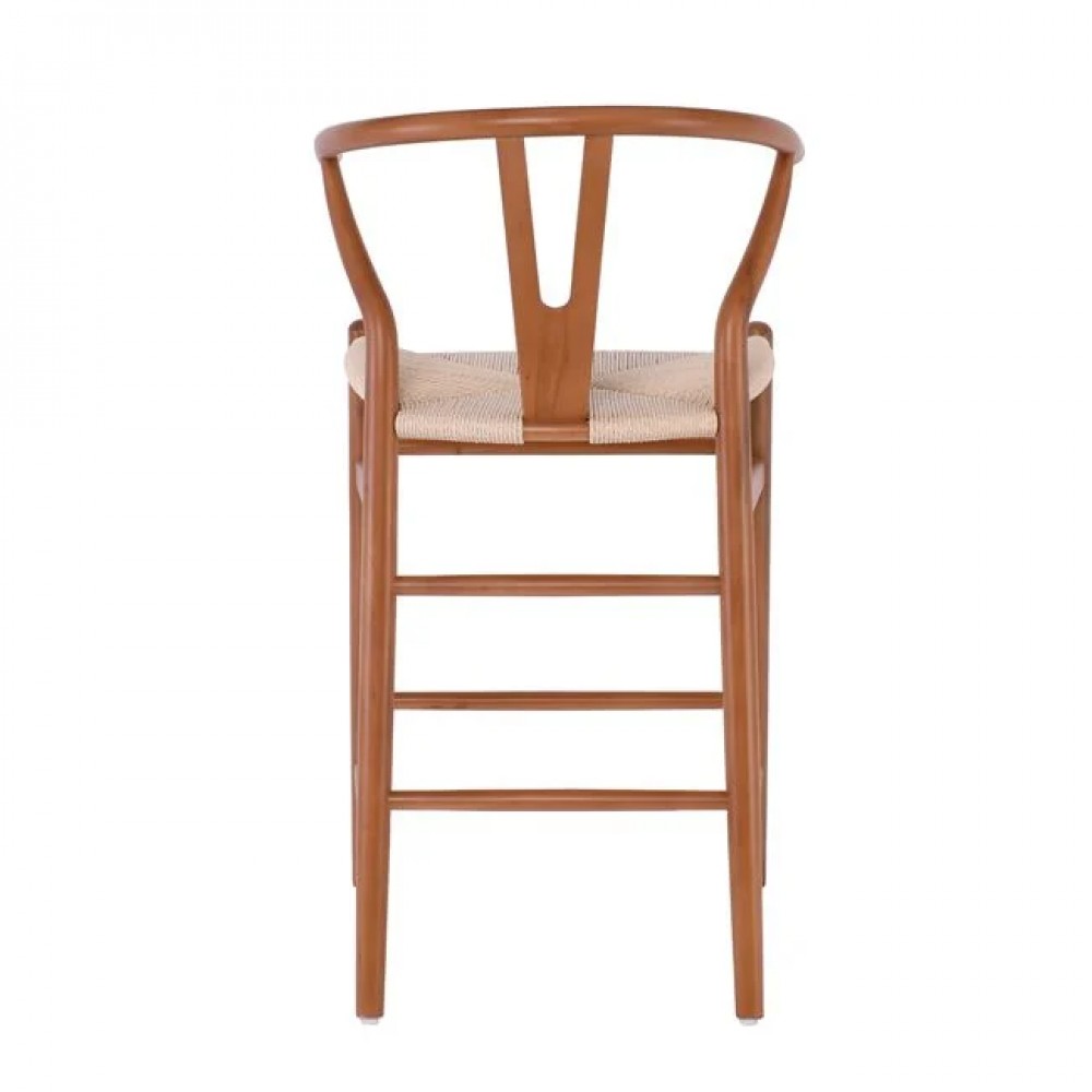 Σκαμπό μπαρ "LIMA" από ξύλο/σχοινί σε χρώμα καρυδί/φυσικό 55x53x67/98