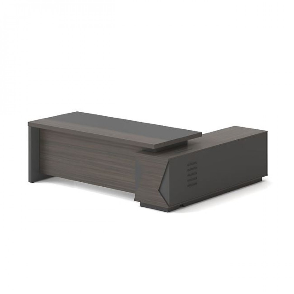 Γραφείο επαγγελματικό "VIP" αριστερή γωνία σε χρώμα καρυδί/ανθρακί 180x90x75/180x50x62