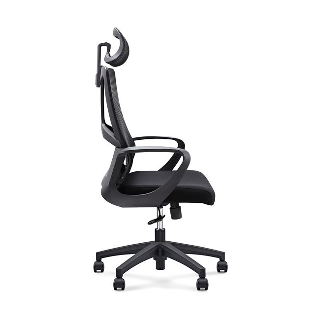 Πολυθρόνα γραφείου διευθυντή από ύφασμα/mesh ύφασμα σε χρώμα μαύρο 62x68x114/124