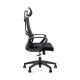 Πολυθρόνα γραφείου διευθυντή από ύφασμα/mesh ύφασμα σε χρώμα μαύρο 62x68x114/124