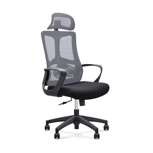 Πολυθρόνα γραφείου διευθυντή από ύφασμα/mesh ύφασμα σε χρώμα μαύρο/γκρι 62x68x114/124