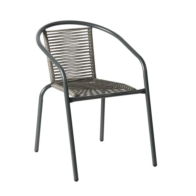 Πολυθρόνα "ΜΙΚΑ" στοιβαζόμενη από μέταλλο/rattan σε χρώμα ανθρακί/γκρι 54x69x73